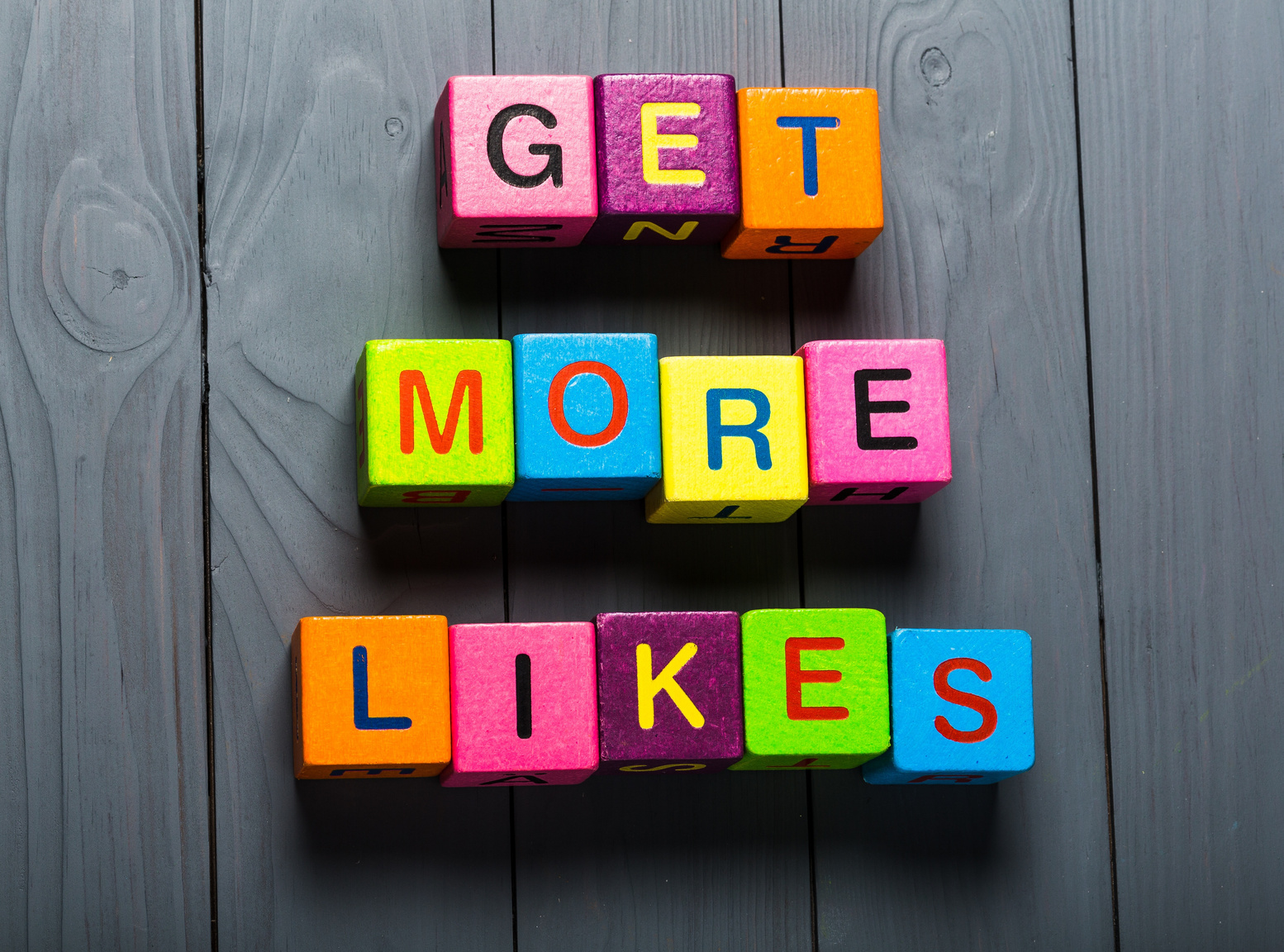 Get More Likes Card with Colorful Background with Defocused Lights